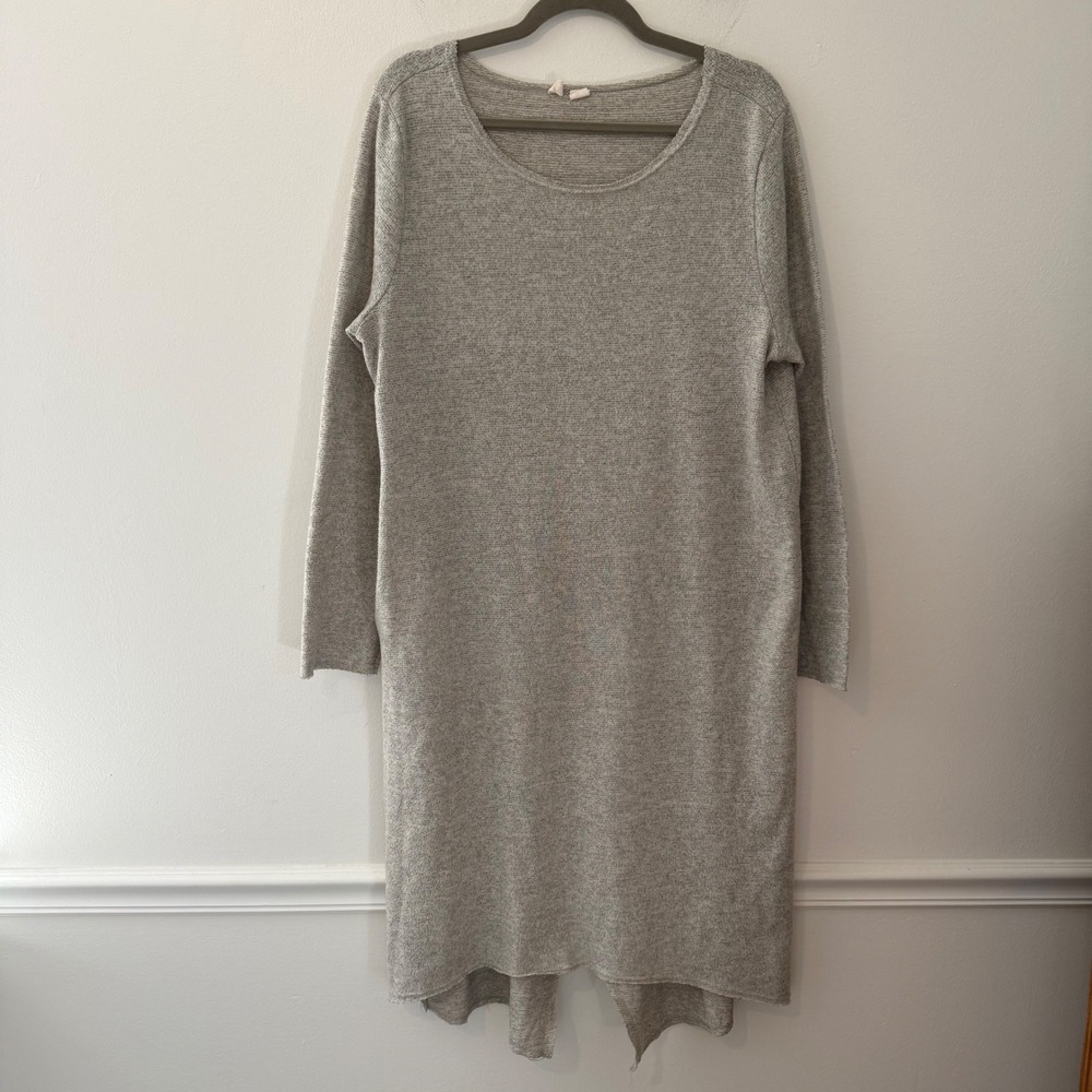 Moth Anthropologie Grey Knit Scoop Neck Tulip Back Midi Shift Dress Womens XL
